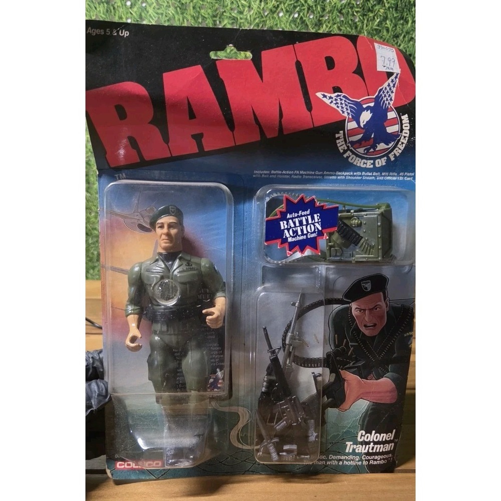 Vintage Rambo Colonel Trautman Figure on Card MOC Coleco 1985